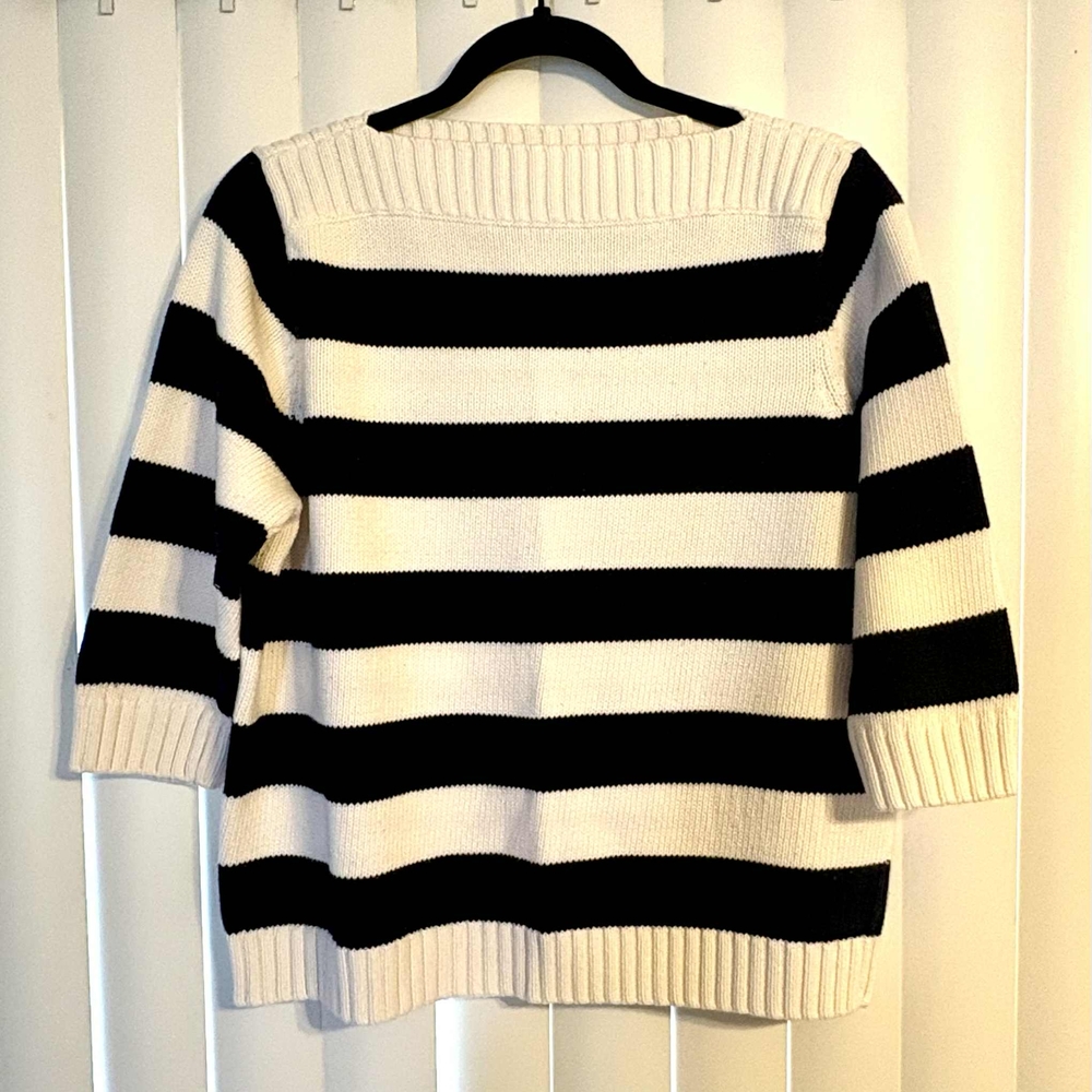 Karen Scott Black and White Striped Sweater